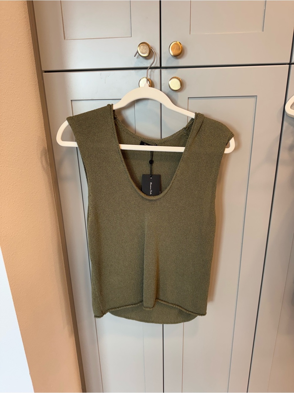 Massimo Dutti Sleeveless Knit Tank Top - Olive